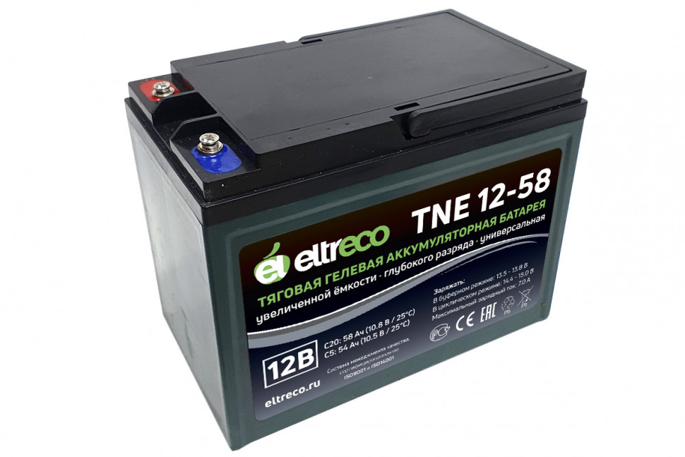 Тяговый гелевый аккумулятор Eltreco TNE12-58 (12V52A/H C3)