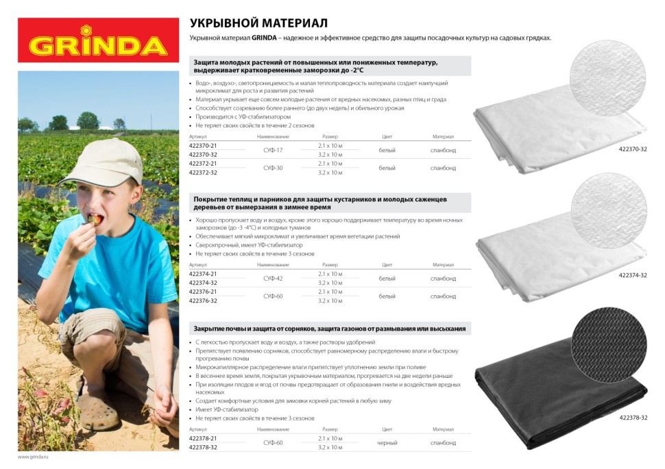 GRINDA СУФ-60, 3.2x10 м, черны, Укрывной материал (422378-32)